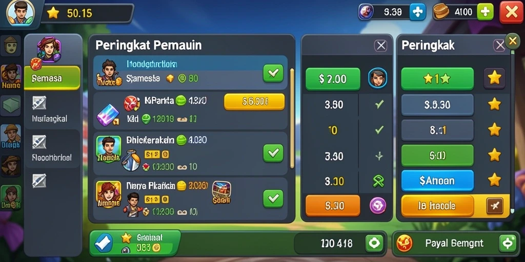 Screenshot menunjukkan tampilan grafis yang menarik dan modern.